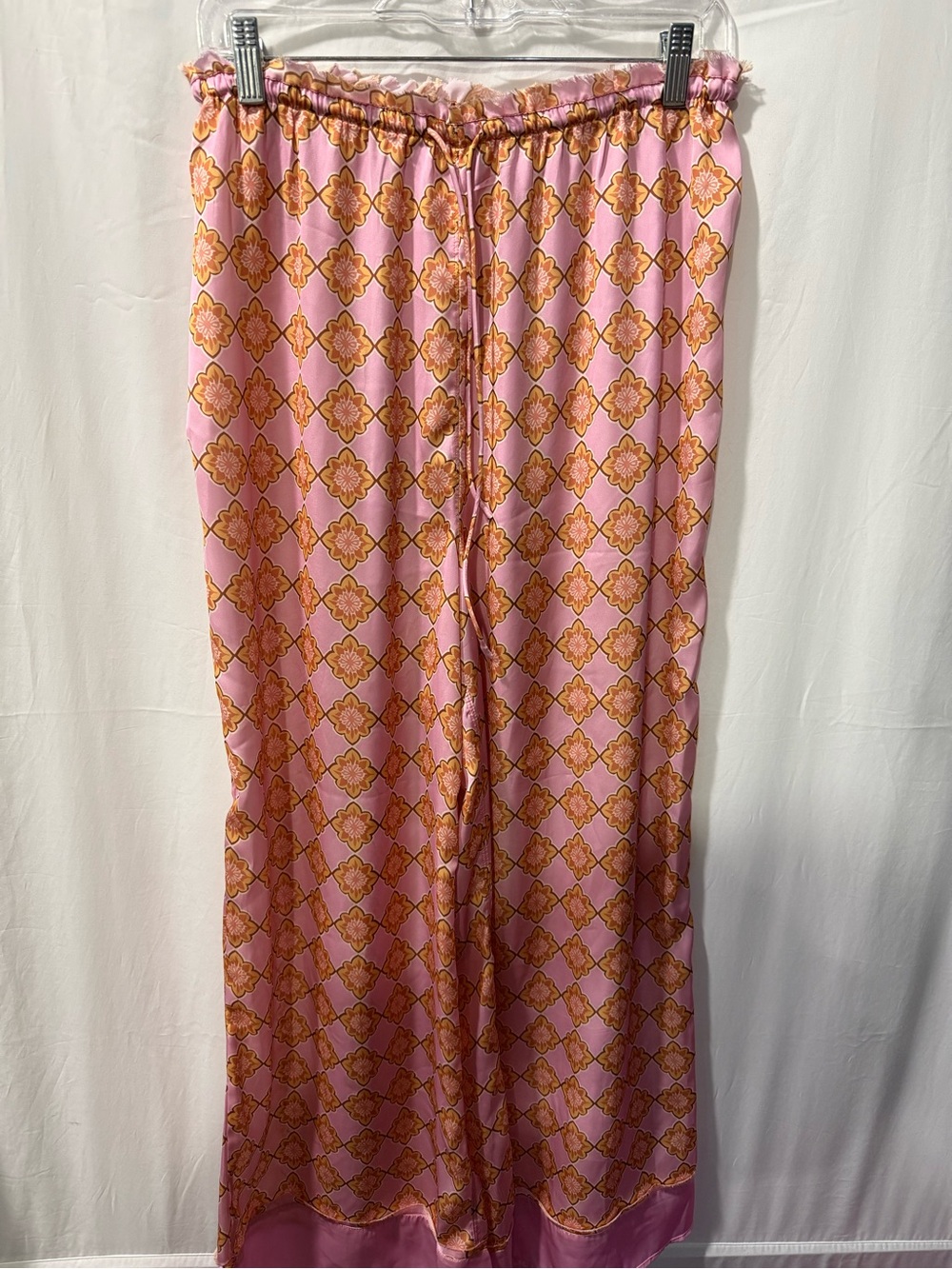 Free People Pink and Gold Geometric Print Pajama Bottoms